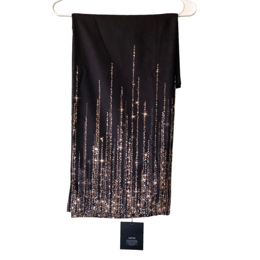 (26) Koandaily NWT Wide Leg Black/Gold Pants w/Side Zipper & Pockets - Med